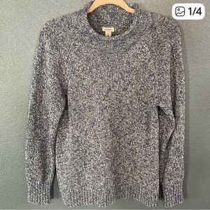 L.L. Bean Women’s Marled Crew Neck Pullover Sweater White/Blue Size medium